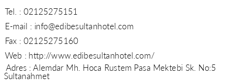 Edibe Sultan Hotel telefon numaralar, faks, e-mail, posta adresi ve iletiim bilgileri